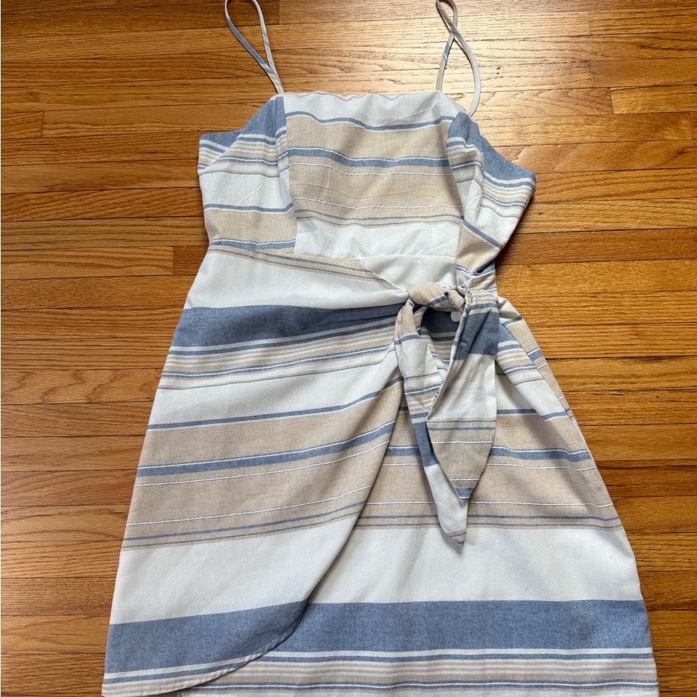 Striped Blue and Cream Women's Dress